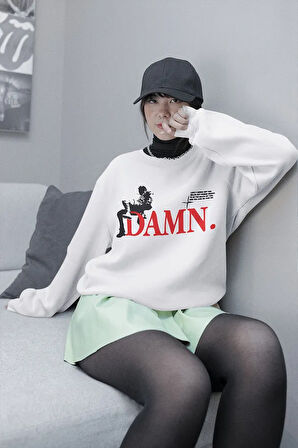 Tasarım Kendrick Lamar Damn. Yazılı Unisex Oversize Rapper Sweatshirt