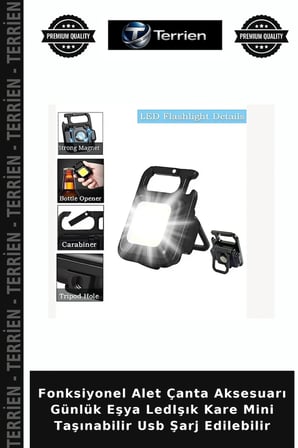 Fonksiyonel Alet Çanta Aksesuarı Günlük Eşya LedIşık Kare Mini Taşınabilir Usb Şarj Edilebilir