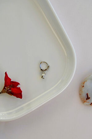 6 mm Taşlı Tektaş Sallantılı Tragus Piercing Forward Helix Halka Mini