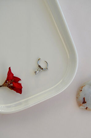 6 mm Taşlı Tektaş Sallantılı Tragus Piercing Forward Helix Halka Mini