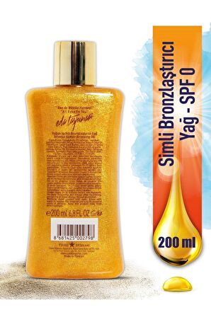 Eda Taşpınar Yoğun Bronzlaştırıcı Işıltılı Simli Yağ - 200 ML