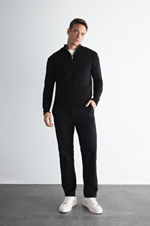 DeFacto Kanvas Chino Pantolon Normal Kesim 4 Cepli Pamuklu Esnek Düz Paça C9440AX24AUBK81