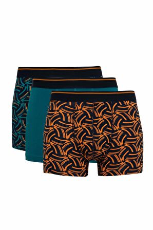 DeFacto Regular Fit Baskılı 3'lü Boxer B0495AX24SMNV135