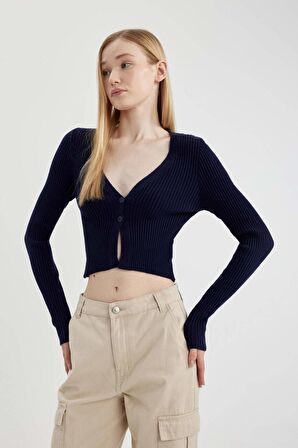 DeFacto Coool Regular Fit V Yaka Triko Hırka A2076AX24SPNV31