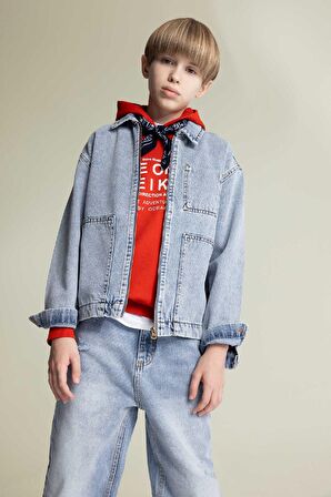 Erkek Çocuk Polo Yaka Jean Ceket