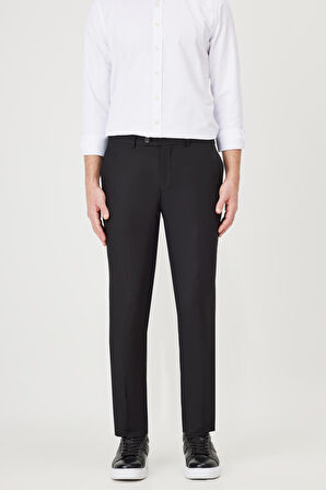 Erkek Siyah Slim Fit Dar Kesim Esnek Klasik Pantolon