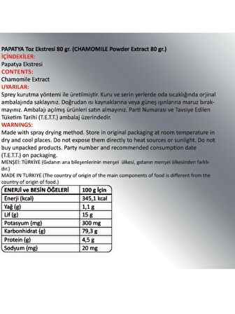 Papatya Toz Ekstresi 80 Gr Cam Kavanoz