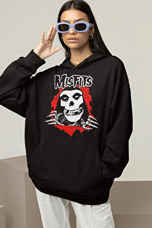 Misfits Baskılı Unisex Oversize Rock Metal Hoodie
