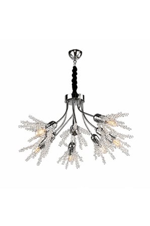 Modern Kristal Taşlı 8 Kollu Krom Avize Salon Oturma Odası Avizesi