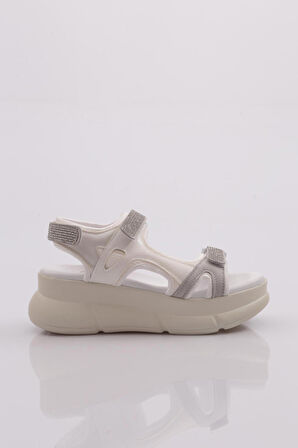 DGN 4940-22Y KADIN KALIN TABAN SİLVER TAŞLI CIRTLI SANDALET