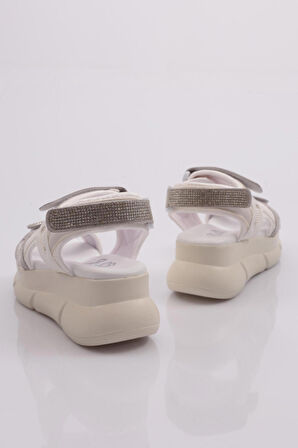 DGN 4940-22Y KADIN KALIN TABAN SİLVER TAŞLI CIRTLI SANDALET