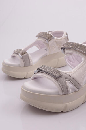 DGN 4940-22Y KADIN KALIN TABAN SİLVER TAŞLI CIRTLI SANDALET
