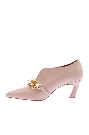 DGN 1723-22Y KADIN SİVRİ BURUN ÜSTTEN TÜM ZİNCİR DETAYLI TOPUKLU AYAKKABI