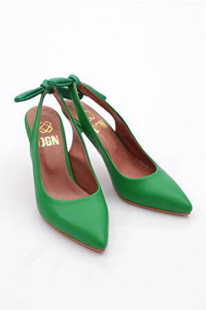 DGN 701-22Y KADIN SİVRİ BURUN PARMAK DEKOLTELİ BİLEKTEN BAĞLAMALI TOPUKLU AYAKKABI