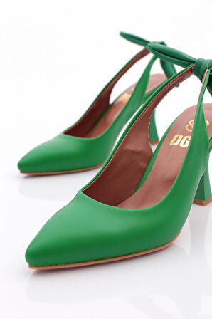 DGN 701-22Y KADIN SİVRİ BURUN PARMAK DEKOLTELİ BİLEKTEN BAĞLAMALI TOPUKLU AYAKKABI