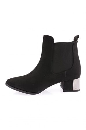 Dgn Si-21K Kadın 22K Sivri Burun Chelsea Yan Lastik Detayli Gümüş Topuklu Bilek Bot