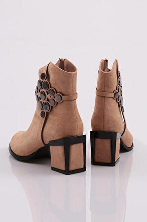 Dgn 790-22K Kadın Kristal Taşli  Topuklu Bot