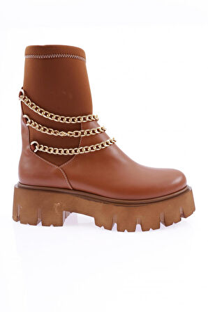 Dgn Es806 Kadın Kalin Zincir Aksesuarli Bot