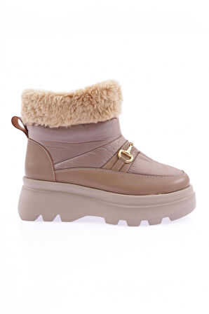 Dgn Es807 Kadın Kalin Zincir Aksesuarli Kürklü Bot
