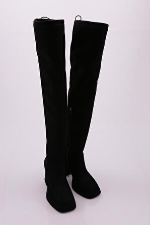 Dgn 1900 Kadın Strech Detayli  Fermuarli Knee High Topuklu Çizme