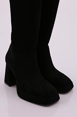 Dgn 1900 Kadın Strech Detayli  Fermuarli Knee High Topuklu Çizme