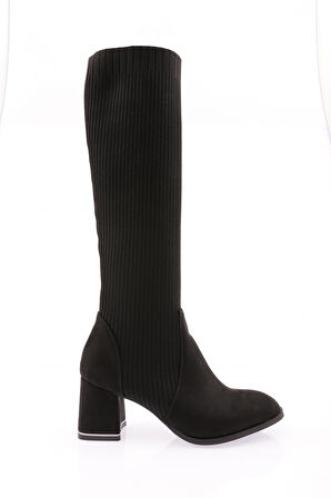 Dgn 9214 Kadin Lastik Detayli Topuklu Çizme