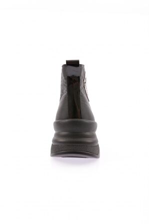 Dgn M844 Kadın Silver Taşli Yazi Detayli Kürklü Önden Fermuarli  Bot