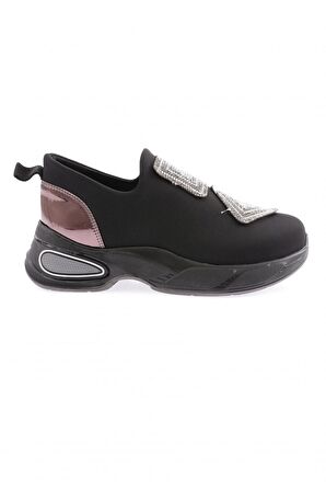 Dgn M610-22K Kadın Strech Taş Motifli Mega Kalin Taban Sneakers Ayakkabi