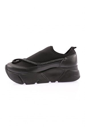 Dgn M380-22K Kadın Strech Taşli İp Detayli Mega Kalin Taban Sneakers Ayakkabi