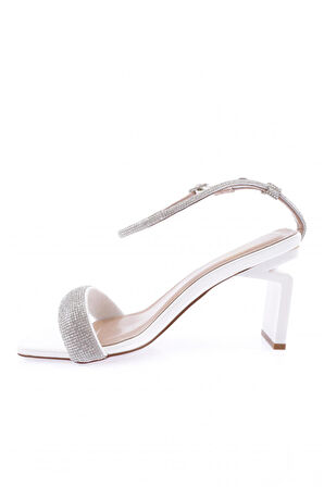 Dgn K9016 Kadin Silver Taş Bantli Bilekten Bağlamali Topuklu Sandalet