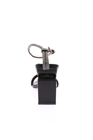 Dgn K9016 Kadın Silver Taş Bantli Bilekten Bağlamali Topuklu Sandalet