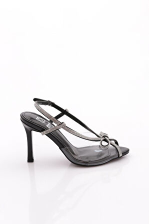 Dgn 5755-424 Gümüş Fiyonk Tokali Sivri Burun  Kadin Topuklu Ayakkabi