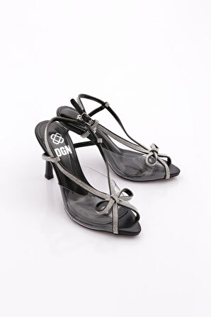 Dgn 5755-424 Gümüş Fiyonk Tokali Sivri Burun  Kadin Topuklu Ayakkabi