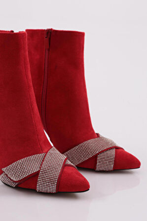 Dgn 5725-424 Çarpaz Taş Detayli  Kadın  Topuklu Bot