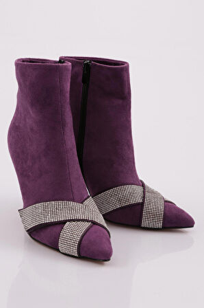 Dgn 5725-424 Çarpaz Taş Detayli  Kadın  Topuklu Bot