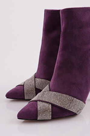 Dgn 5725-424 Çarpaz Taş Detayli  Kadın  Topuklu Bot