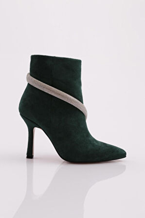 Dgn 5726-424  Bilekten Çarpraz Silver Taşli Zincir Edtayli  Kadın  Topuklu Bot