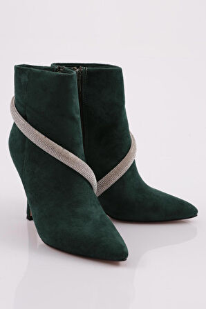 Dgn 5726-424  Bilekten Çarpraz Silver Taşli Zincir Edtayli  Kadın  Topuklu Bot