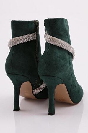 Dgn 5726-424  Bilekten Çarpraz Silver Taşli Zincir Edtayli  Kadın  Topuklu Bot