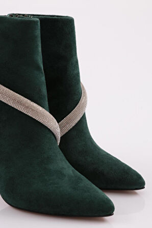 Dgn 5726-424  Bilekten Çarpraz Silver Taşli Zincir Edtayli  Kadın  Topuklu Bot