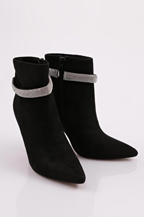 Dgn 5739-424 Silver Taş Zincirli  Kadın  Topuklu Bot