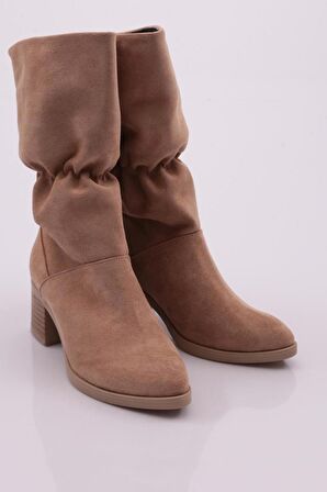 Dgn 9066-2164-22K Kadın Büzgülü Topuklu Çizme