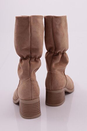 Dgn 9066-2164-22K Kadın Büzgülü Topuklu Çizme