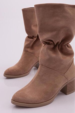 Dgn 9066-2164-22K Kadın Büzgülü Topuklu Çizme