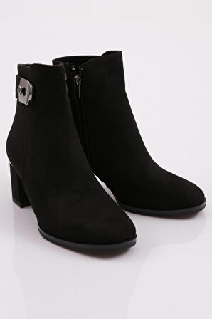 Dgn 402 Kadın  Tokali Yandan Fermuarli Topuklu Bot