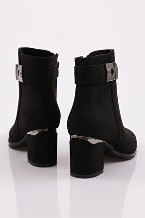 Dgn 402 Kadın  Tokali Yandan Fermuarli Topuklu Bot