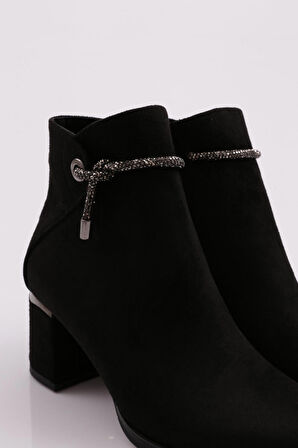 Dgn 407 Kadın Siler Taş İpli Yandan Fermuarli Topuklu Bot