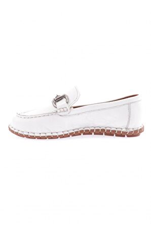 Dgn 600-23Y Kadın Dikiş Detayli Metal Tokali Loafer Ayakkabi