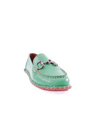 Dgn 600-23Y Kadın Dikiş Detayli Metal Tokali Loafer Ayakkabi