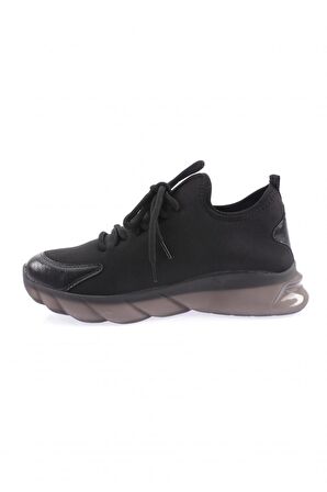 Dgn 218 Kadın Strech Detayli Silver Taşli  Bağcikli Sneakers Ayakkabi